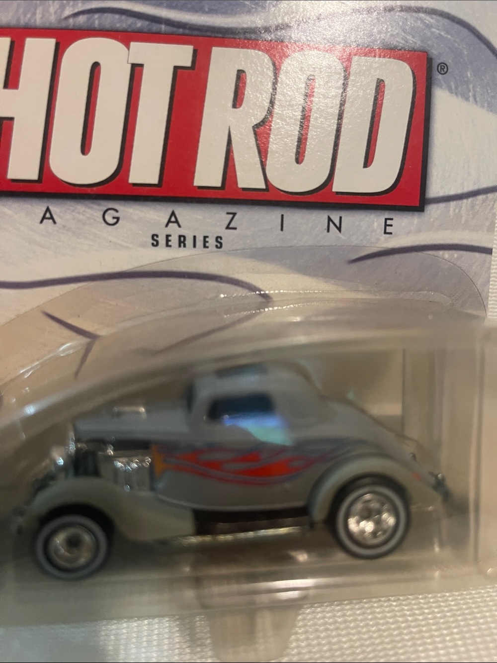 Hot Wheels Hot Rod Magazine Series Gray Toy Car with Red Flames - Picture 6 of 6